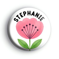 Personalised Pink Tulip Name Badge Button Badges