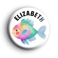 Custom Rainbow Fish Name Badge Button Badges