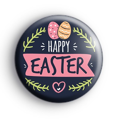 Cute Blue Happy Easter Party Badges