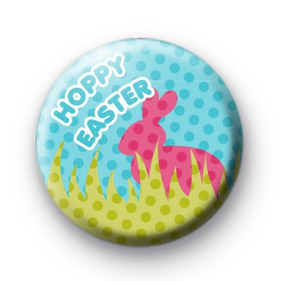 Cute Hoppy Easter Pink Badge