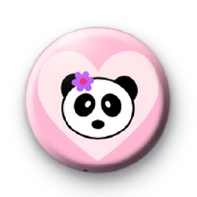 Cute Panda Pink Heart Badge