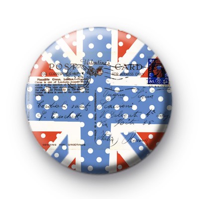 Dotty Union Jack Flag Postcard Badge
