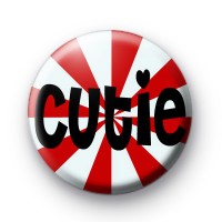 Red and White Cutie Button Badges