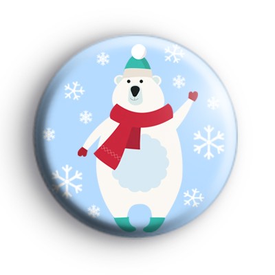 Snowflake Happy Polar Bear Badge