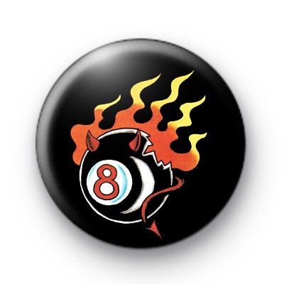 8 Ball Devil Flames Badge