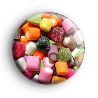 Retro Dolly Mixture Sweet Badge