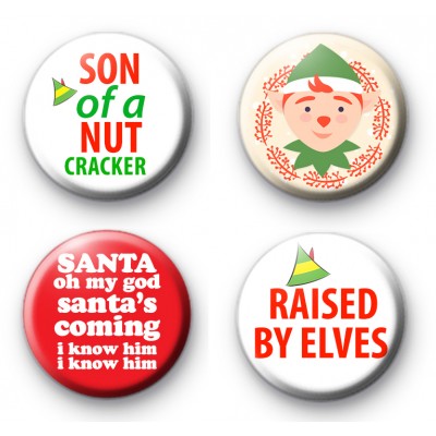 Set of 4 Christmas Elf Movie Badges