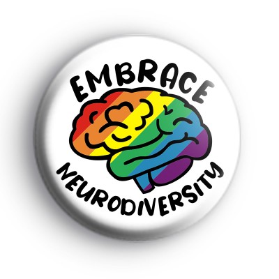 Embrace Neurodiversity Rainbow Brain Badge