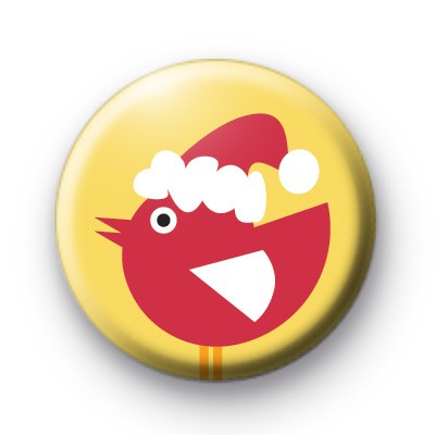 Festive Red Bird Button Badge