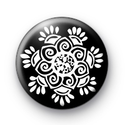 Floral Pattern Black and White Badges