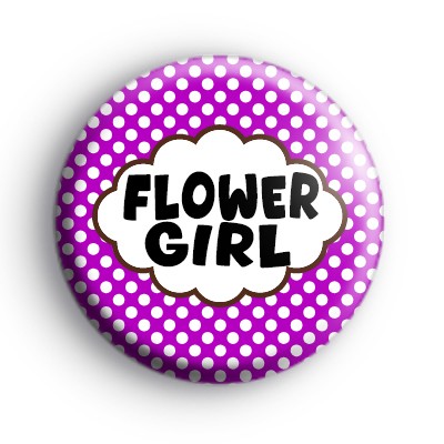 Purple Polka Dot Flower Girl Badges