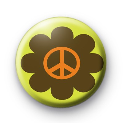 Green Floral Peace Symbol Badge