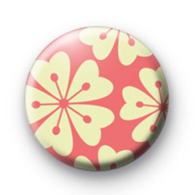 Pink Flowers Button Badge