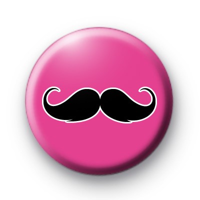 Cute Pink and Black Moustache Badge