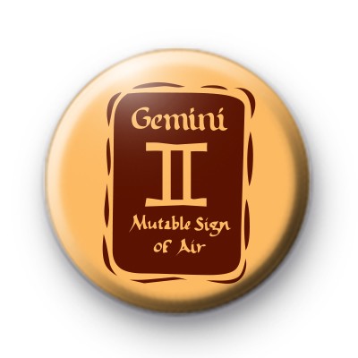 Zodiac Symbol Gemini Button Badge