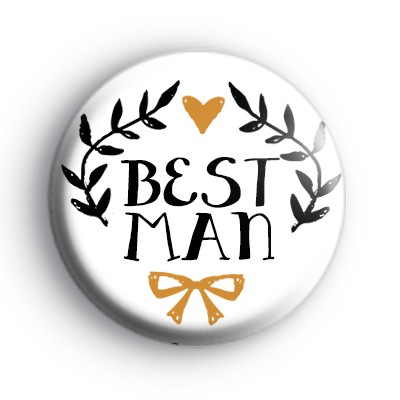 Pretty Black and Gold Bestman Badge : Kool Badges