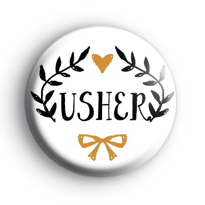 Pretty Black and Gold Usher Badge