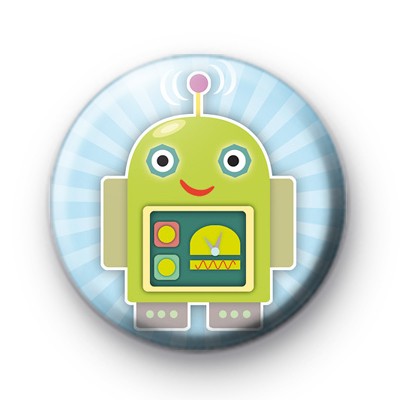 Green Alien Robot Badge