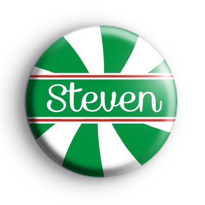 Custom Candy Cane Name Green and White Badge