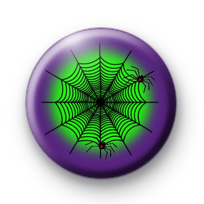 Green and Blue Creepy Spiders Web Badge