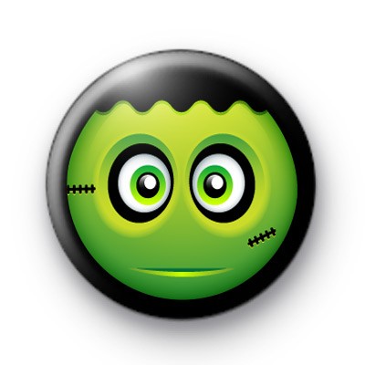 Frankenstein Face Mask Button Badge