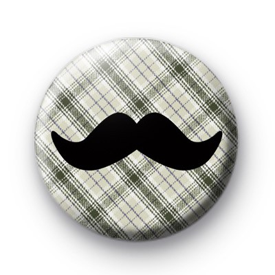 Green Tartan Movember Moustache badge