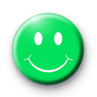 Green Smiley Face Badge