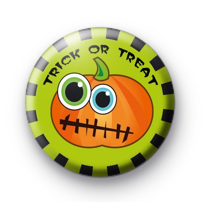 Trick or Treat Green and Orange Pumpkin badge