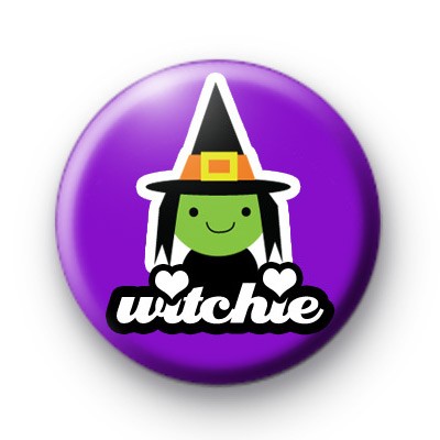 Witchie Green Halloween Badge
