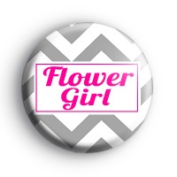 Grey and Pink Chevron Flower Girl Badge