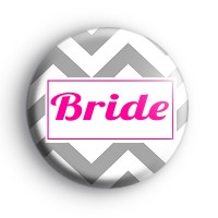 Grey and Pink Chevron Bride Badge