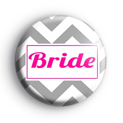 Grey and Pink Chevron Bride Badge