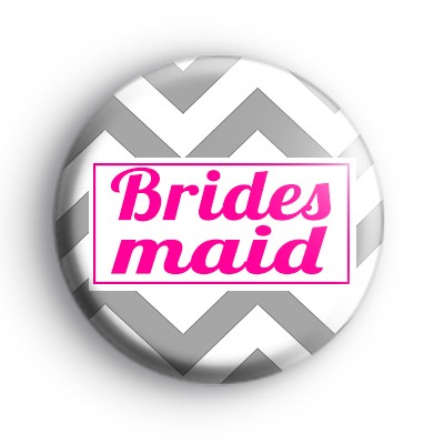Grey and Pink Chevron Bridesmaid Badge