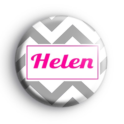 Grey and Pink Chevron Custom Name Badge