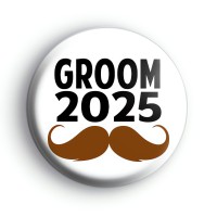 Custom Groom Moustache Button Badge