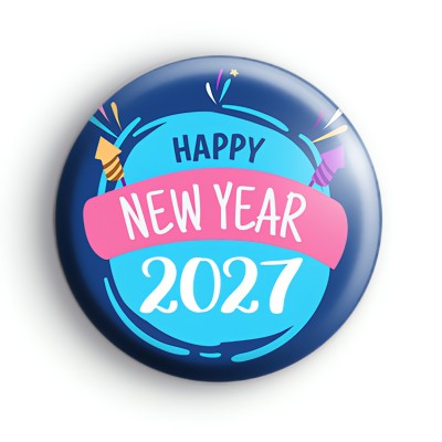 Happy New Year 2027 Pink and Blue Badge
