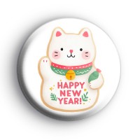 Happy New Year Lucky Cat Badge Button Badges