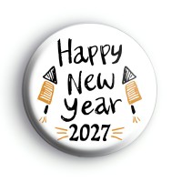 Happy New Year 2027 Rocket Badge Button Badges