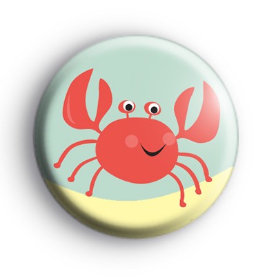 Pink Seaside Crab Badge