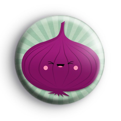 Happy Red Onion Vegetable Badge