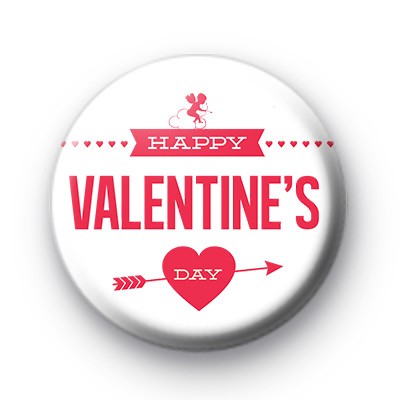 Happy Valentines Day Pink Pin Badge