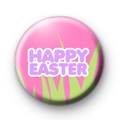 Happy Easter Pink Button Badges