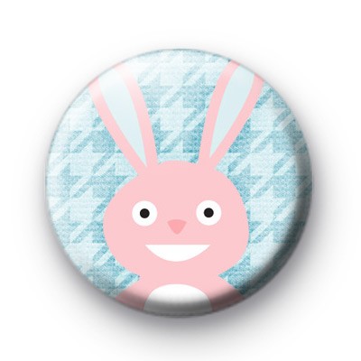 Happy Pink Easter Bunny Badge