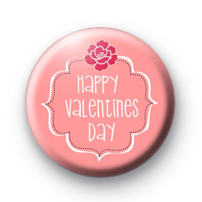 Pink Floral Happy Valentines Day Badges