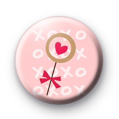 Heart Lolly Pop Button Badge