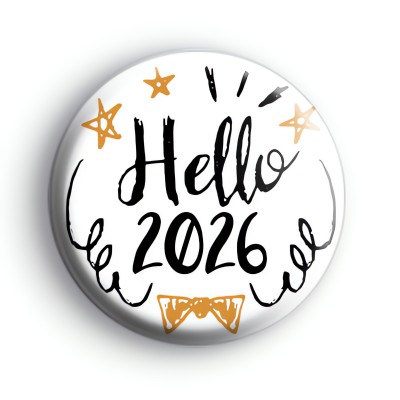 Black and Gold Hello 2026 New Year Badge