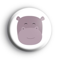 Hippopotamus Face Button Badge