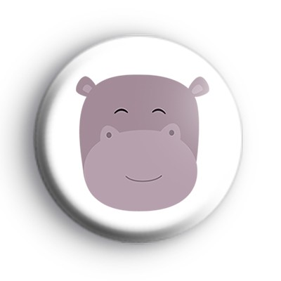 Hippopotamus Face Button Badge