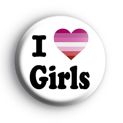 I Love Girls Lesbian Heart Flag Badge