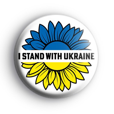 I Stand With Ukraine Sunflower Support Badge